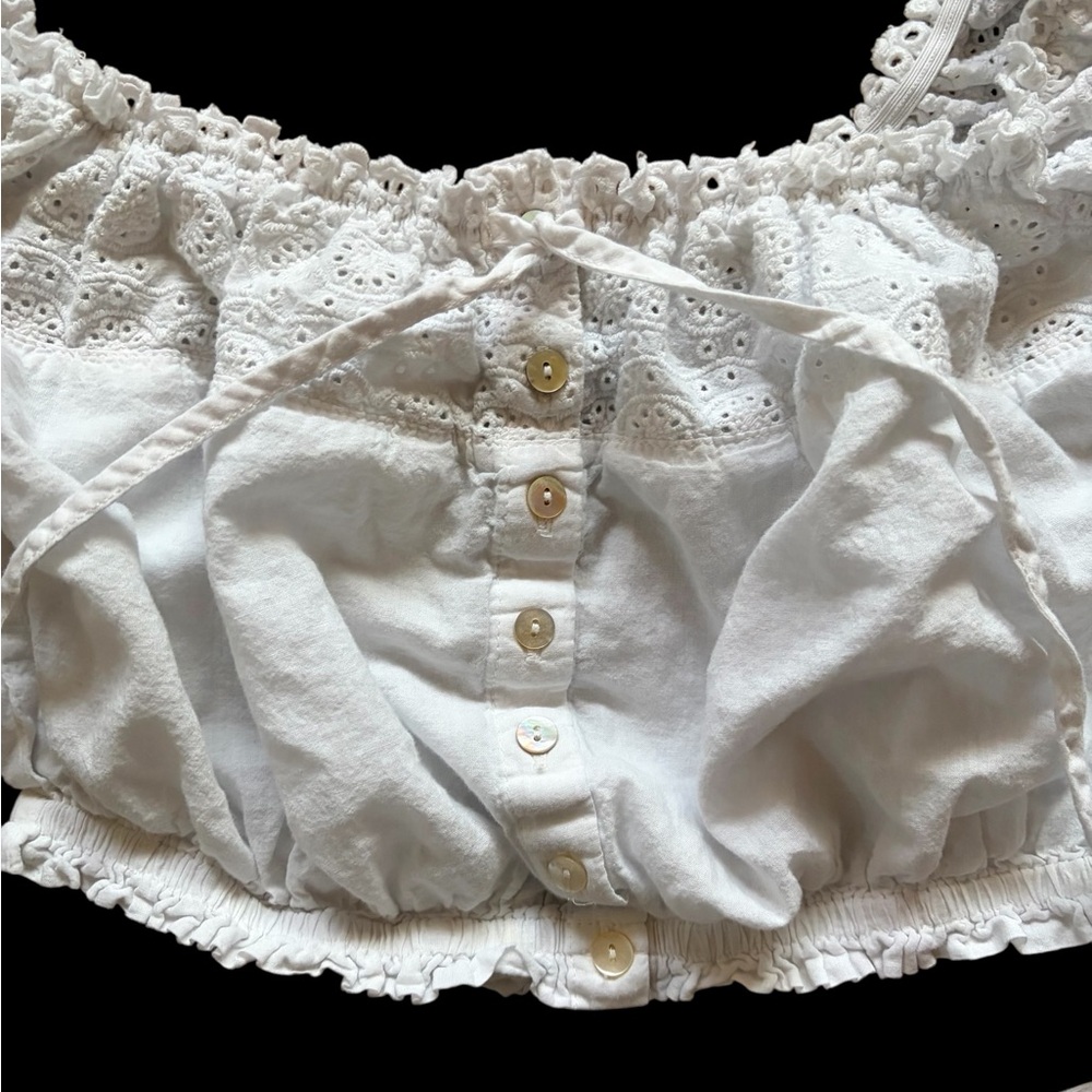 White Lil Cotton Crop Top - Picture 3 of 7